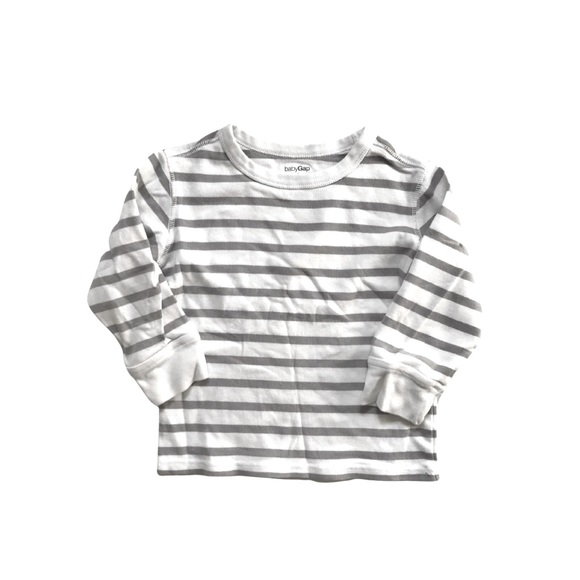 3 for $20 Gap toddler long sleeve white and grey striped tee shirt size 4T - Picture 1 of 1